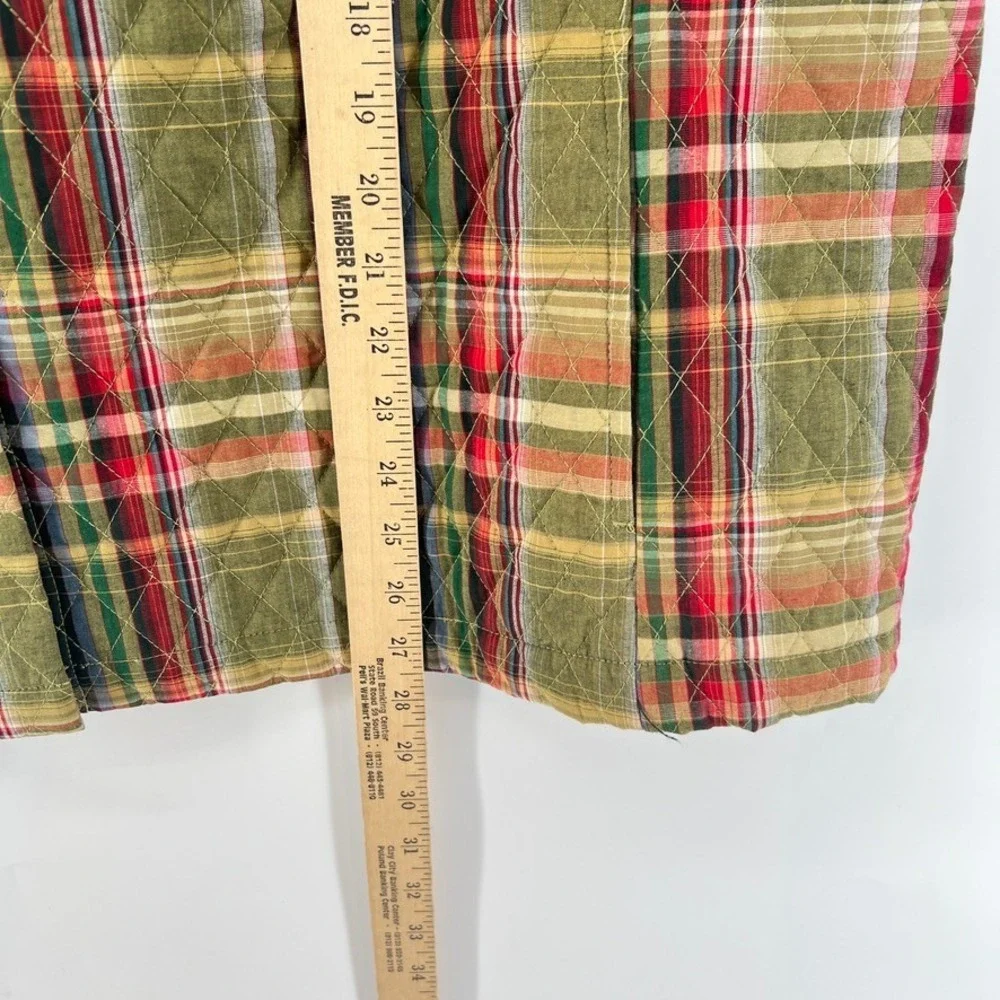 CJ Banks Plaid Quilted Vest Womens 3X Gorpcore Cabin Autumn Snap Front Country